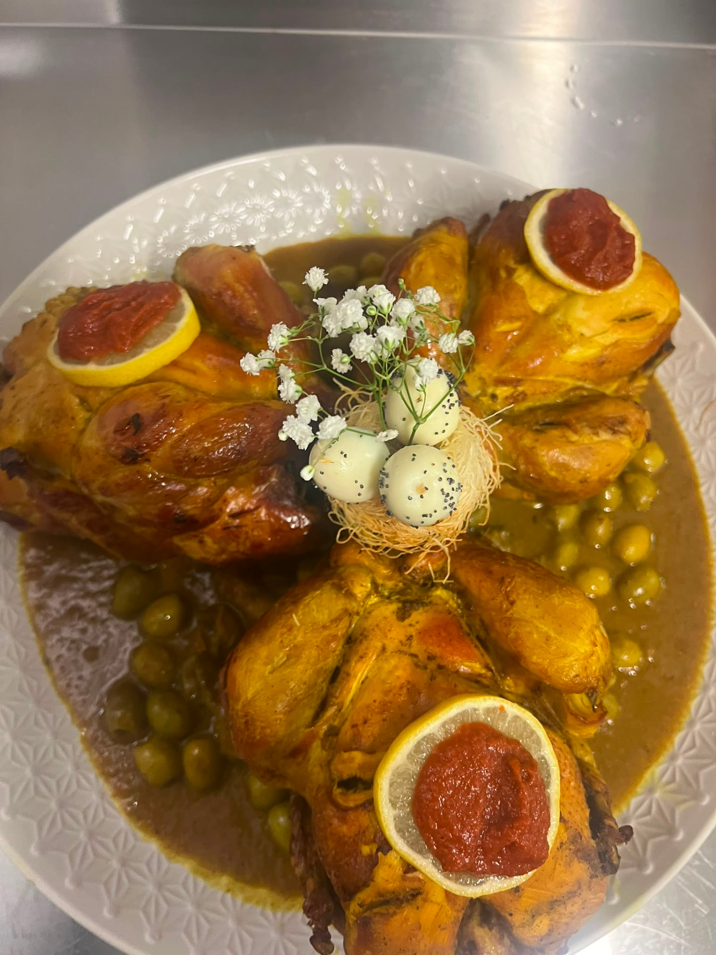 Poulets rôtis citron et pois chiches